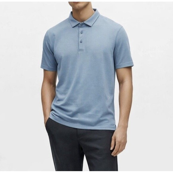 lululemon athletica Other - Lululemon Evolution Polo Shirt Blue Short Sleeve Slim Fit No-Stink Zinc Size L